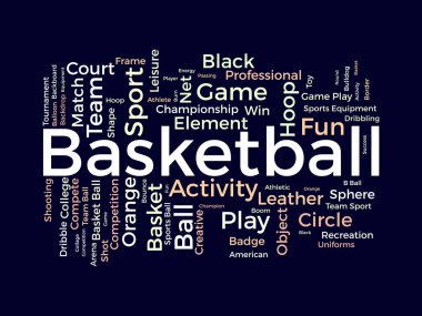 Basketbol kelime bulut şablonu. Spor konsepti vektör arka planı.