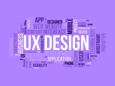 Ux Design kelime bulut şablonu. Web İş konsepti vektör arkaplanı.