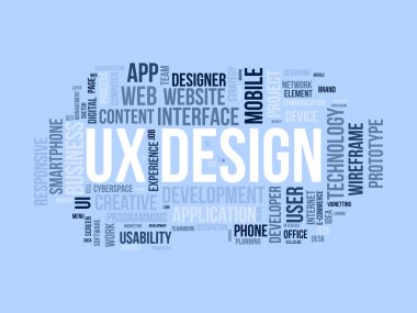 Ux Design kelime bulut şablonu. Web İş konsepti vektör arkaplanı.