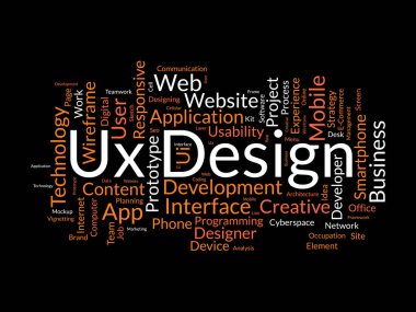 Ux Design kelime bulut şablonu. Web İş konsepti vektör arkaplanı.