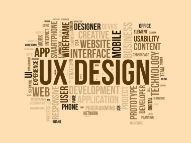Ux Design kelime bulut şablonu. Web İş konsepti vektör arkaplanı.