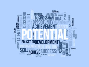 Potansiyel kelime bulut şablonu. İş konsepti vektör arkaplanı.