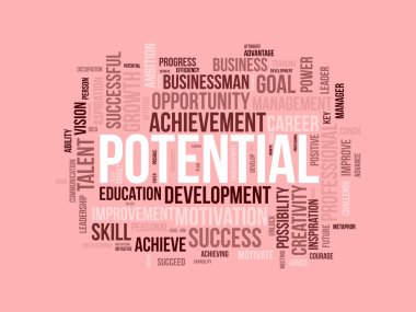 Potansiyel kelime bulut şablonu. İş konsepti vektör arkaplanı.