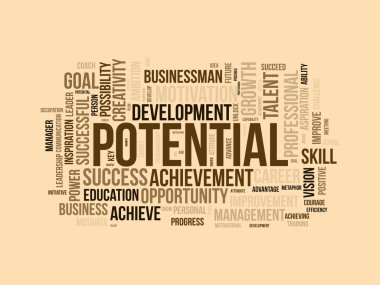 Potansiyel kelime bulut şablonu. İş konsepti vektör arkaplanı.