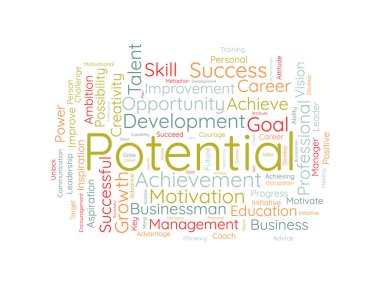 Potansiyel kelime bulut şablonu. İş konsepti vektör arkaplanı.