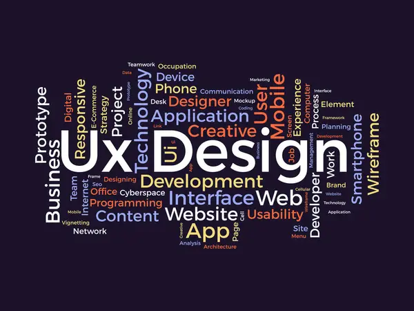 Ux Design kelime bulut şablonu. Web İş konsepti vektör arkaplanı.