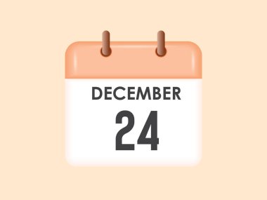 24 Aralık - takvim ve zaman çizelgesi. Günlük Takvim Simgesi hatırlatıcısı. Vektör İllüstrasyonu.