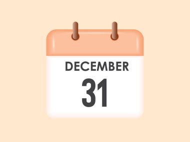 31 Aralık - takvim ve zaman çizelgesi. Günlük Takvim Simgesi hatırlatıcısı. Vektör İllüstrasyonu.