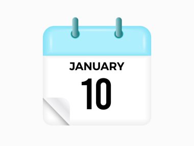 10 Ocak - takvim ve zaman çizelgesi. Günlük Takvim Simgesi hatırlatıcısı. Vektör İllüstrasyonu.