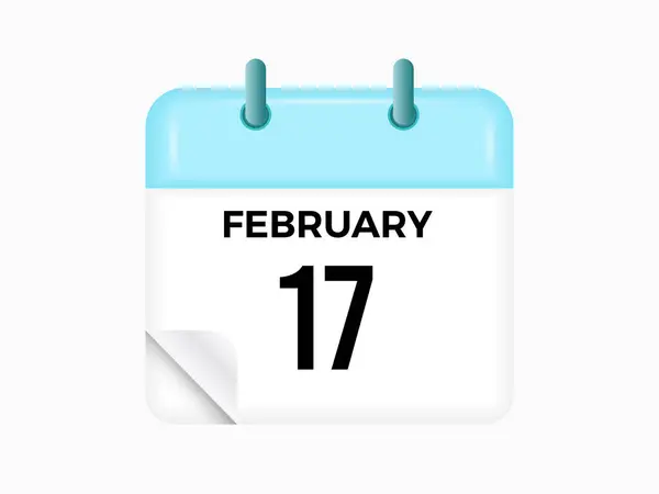 stock vector February 17 - calendar and Time planner. Daily Calendar Icon reminder. Vector Illustration.