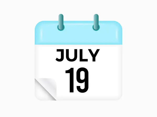 Stock vector July 19 - calendar and Time planner. Daily Calendar Icon reminder. Vector Illustration.