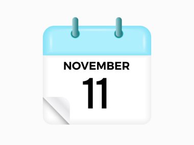 11 Kasım - takvim ve zaman çizelgesi. Günlük Takvim Simgesi hatırlatıcısı. Vektör İllüstrasyonu.