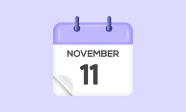 11 Kasım - takvim ve zaman çizelgesi. Günlük Takvim Simgesi hatırlatıcısı. Vektör İllüstrasyonu.