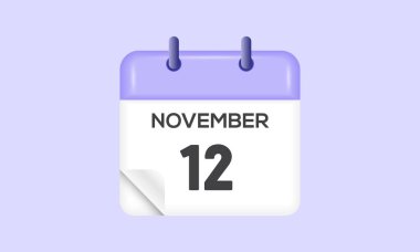 12 Kasım - takvim ve zaman çizelgesi. Günlük Takvim Simgesi hatırlatıcısı. Vektör İllüstrasyonu.