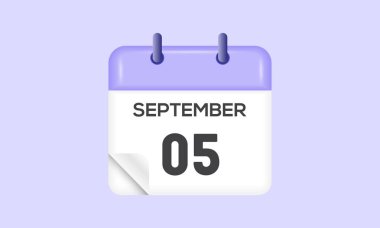 5 Eylül - takvim ve zaman çizelgesi. Günlük Takvim Simgesi hatırlatıcısı. Vektör İllüstrasyonu.