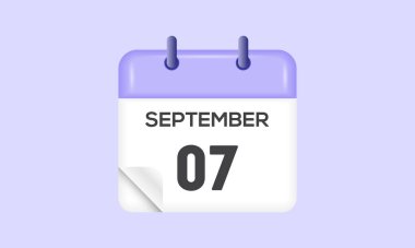 7 Eylül - takvim ve zaman çizelgesi. Günlük Takvim Simgesi hatırlatıcısı. Vektör İllüstrasyonu.