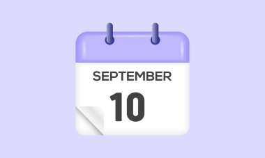 10 Eylül - takvim ve zaman çizelgesi. Günlük Takvim Simgesi hatırlatıcısı. Vektör İllüstrasyonu.