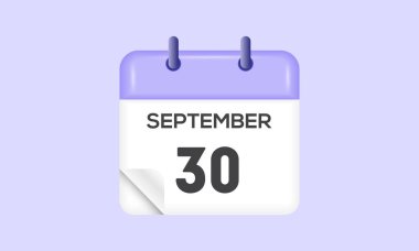30 Eylül - takvim ve zaman çizelgesi. Günlük Takvim Simgesi hatırlatıcısı. Vektör İllüstrasyonu.