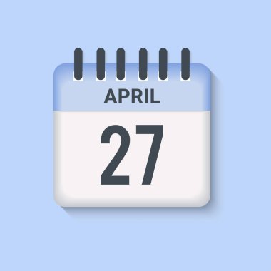 27 Nisan - takvim ve zaman çizelgesi. Günlük Takvim Simgesi hatırlatıcısı. Vektör İllüstrasyonu.