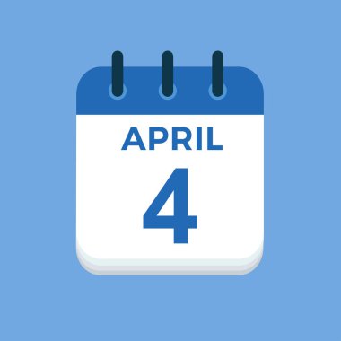 4 Nisan - takvim ve zaman çizelgesi. Günlük Takvim Simgesi hatırlatıcısı. Vektör İllüstrasyonu.