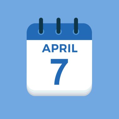 7 Nisan - takvim ve zaman çizelgesi. Günlük Takvim Simgesi hatırlatıcısı. Vektör İllüstrasyonu.