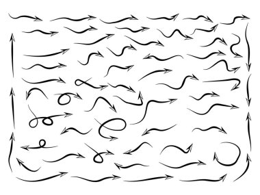 Beyaz arkaplanda ok koleksiyonu vektör simgesi ayarlandı