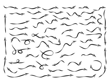 Beyaz arkaplanda ok koleksiyonu vektör simgesi ayarlandı