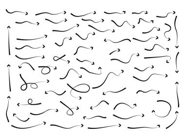 Beyaz arkaplanda ok koleksiyonu vektör simgesi ayarlandı