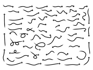 Beyaz arkaplanda ok koleksiyonu vektör simgesi ayarlandı