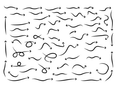 Beyaz arkaplanda ok koleksiyonu vektör simgesi ayarlandı