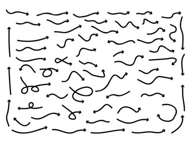 Beyaz arkaplanda ok koleksiyonu vektör simgesi ayarlandı