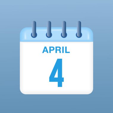 4 Nisan - takvim ve zaman çizelgesi. Günlük Takvim Simgesi hatırlatıcısı. Vektör İllüstrasyonu.