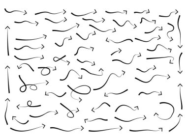 Beyaz arkaplanda ok koleksiyonu vektör simgesi ayarlandı