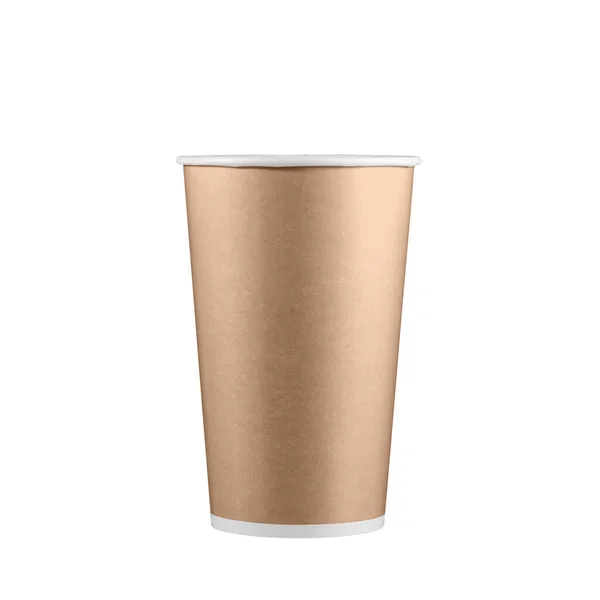 在白色背景下隔离的可处置杯 去杯模拟咖啡 色彩斑斓的纸杯 — 图库照片