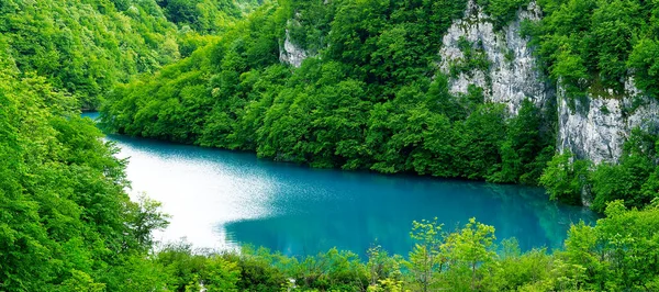 克罗地亚Plitvice湖国家公园的湖泊 美丽的本土公园景观 — 图库照片