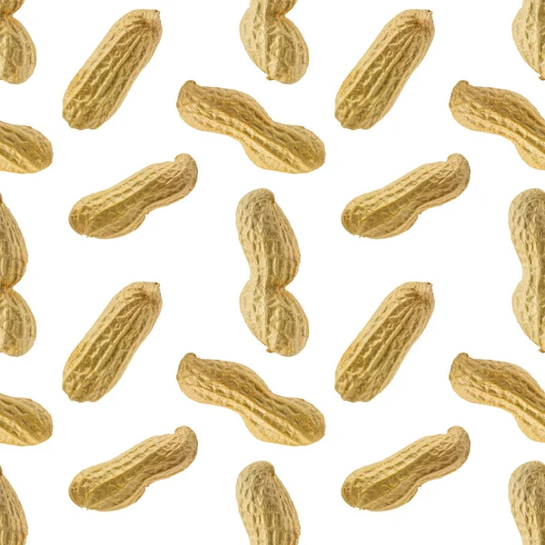 Nahtloses Muster Von Erdnüssen Isoliert Auf Weißem Hintergrund Nahtloses Muster — Stockfoto