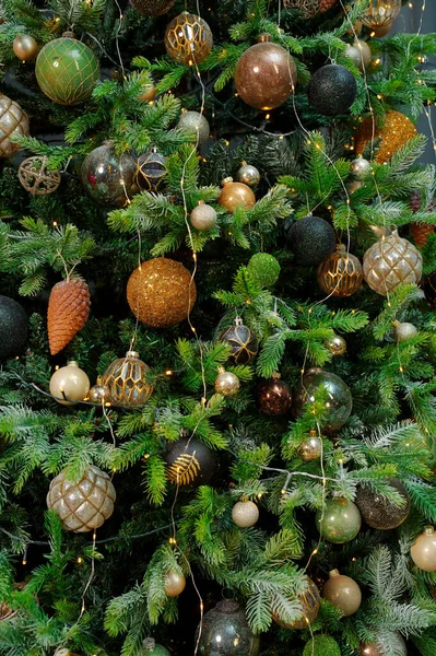 Fondo Del Árbol Navidad Cloce Hermoso Árbol Navidad Con Decoración — Foto de Stock