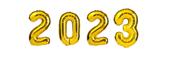 Πρωτοχρονιά 2023 Γιορτή Χρυσό Κίτρινο Φύλλο Μπαλόνια Χρώμα 2023 Μπαλόνια — Φωτογραφία Αρχείου