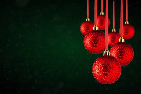 Κόκκινο Χριστουγεννιάτικο Δέντρο Στολίδια Κρέμονται Αντίγραφο Χώρο Χριστουγεννιάτικες Μπάλες Από — Φωτογραφία Αρχείου