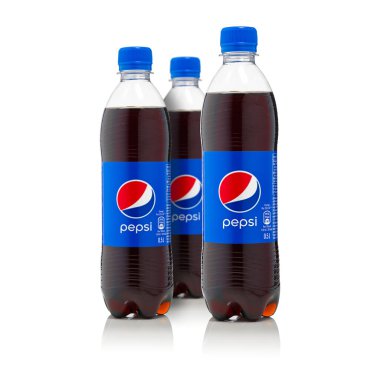 Tallinn, Estonia - January, 2023: Bottle of Pepsi Cola soft drink isolated on white background. Pepsi in pet bottle 0.5L