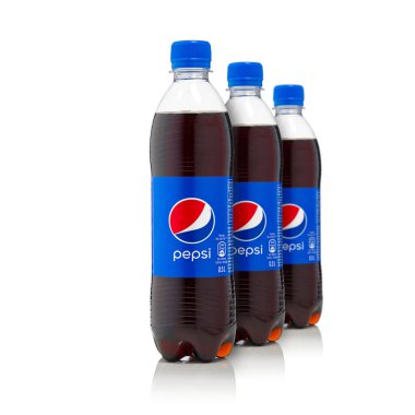 Tallinn, Estonia - January, 2023: Bottle of Pepsi Cola soft drink isolated on white background. Pepsi in pet bottle 0.5L