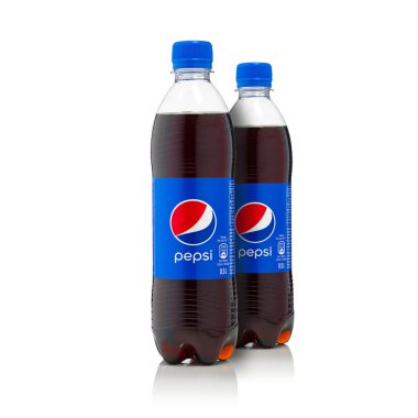 Tallinn, Estonia - January, 2023: Bottle of Pepsi Cola soft drink isolated on white background. Pepsi in pet bottle 0.5L
