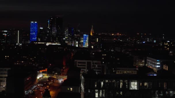 Panoramic View City Night Tallinn Estonia Night Sleeping City Cold — Vídeo de Stock