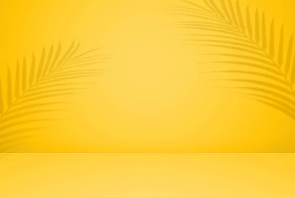 Empty Palm Shadow Texture Pattern Cement Orange Wall Background Summer — Stockfoto