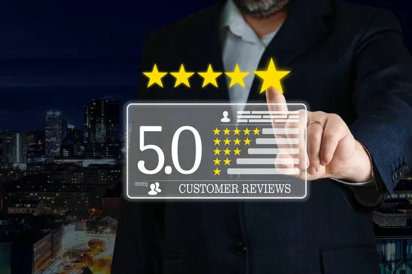 Testimonials. Customer review, rating concept using smart devices. Positive customer feedback, Customer review satisfaction feedback survey concept