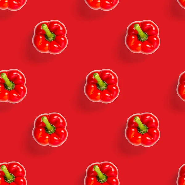 Naadloos Patroon Van Bulgarian Rode Peper Rode Achtergrond Paprika Behang — Stockfoto