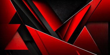 Kırmızı ve siyah geometrik üçgen soyut arkaplan çizimi. modern teknoloji yenilik kavramı