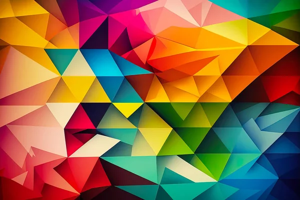 Ουράνιο Τόξο Πολύχρωμο Γεωμετρικό Τρίγωνο Αφηρημένη Απεικόνιση Φόντου Πολυγωνικός Σχεδιασμός — Φωτογραφία Αρχείου