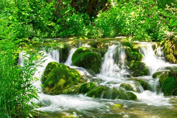 晴れた夏の日に美しい滝の背景 クルカ国立公園の美しい滝 クロアチア ヨーロッパ クルカ国立公園のクルカ川の滝 — ストック写真