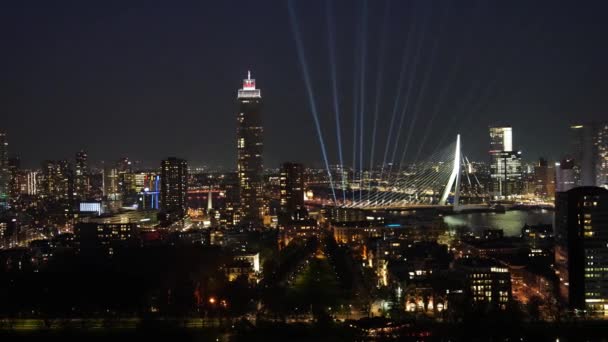 Нічна Панорама Роттердама Нідерланди Rotterdam Нідерланди Aprill 2023 City Scape — стокове відео